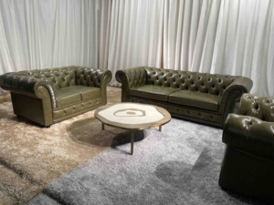 ชุดโซฟาห้องนั่งเล่นสไตล์เชสเตอร์ฟิลด์เฟอร์นิเจอร์โซฟาหนัง3ที่นั่งดีไซน์หรูหราใหม่ - Product Image 6