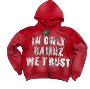 Sweats à capuche personnalisés en molleton polyester/coton délavé à l'acide, coupe régulière, écologiques, séchage rapide et respirants pour hommes - Product Image 1