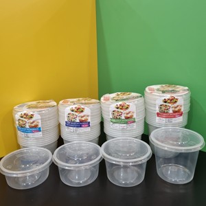 Boîte de rangement ronde en plastique PP jetable transparente de 24 oz et 34 oz, emballage à emporter avec couvercle, design empilable - Product Image 3