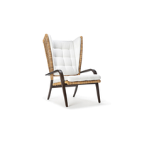 Fauteuil Bergeère 1939 en teck massif tressé en rotin, finition naturelle, résistant à l'eau, pour hôtel, salon, parc