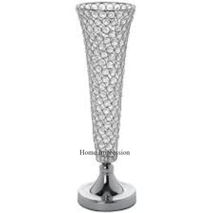 Vase trompette de luxe design moderne aspect attrayant décoration de mariage fournitures de l'Inde dernier modèle arrivée cristaux clairs - Product Image 1
