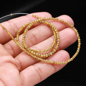 Cuentas facetadas de diamante amarillo natural AAA de 2 mm, hilo de piedras preciosas de 15 pulgadas para fabricación de joyas, LUSTRE, perforación de 0.40 mm, venta al por mayor - Product Image 2