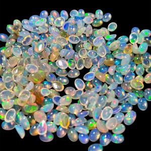 White Natural Ethiopian Opal Gemstone 5x7mm Oval Cut Loose Calibrated Cabochon Color <b>Play</b>/Fire Third Party Certified for Jewelry - Product Image 1