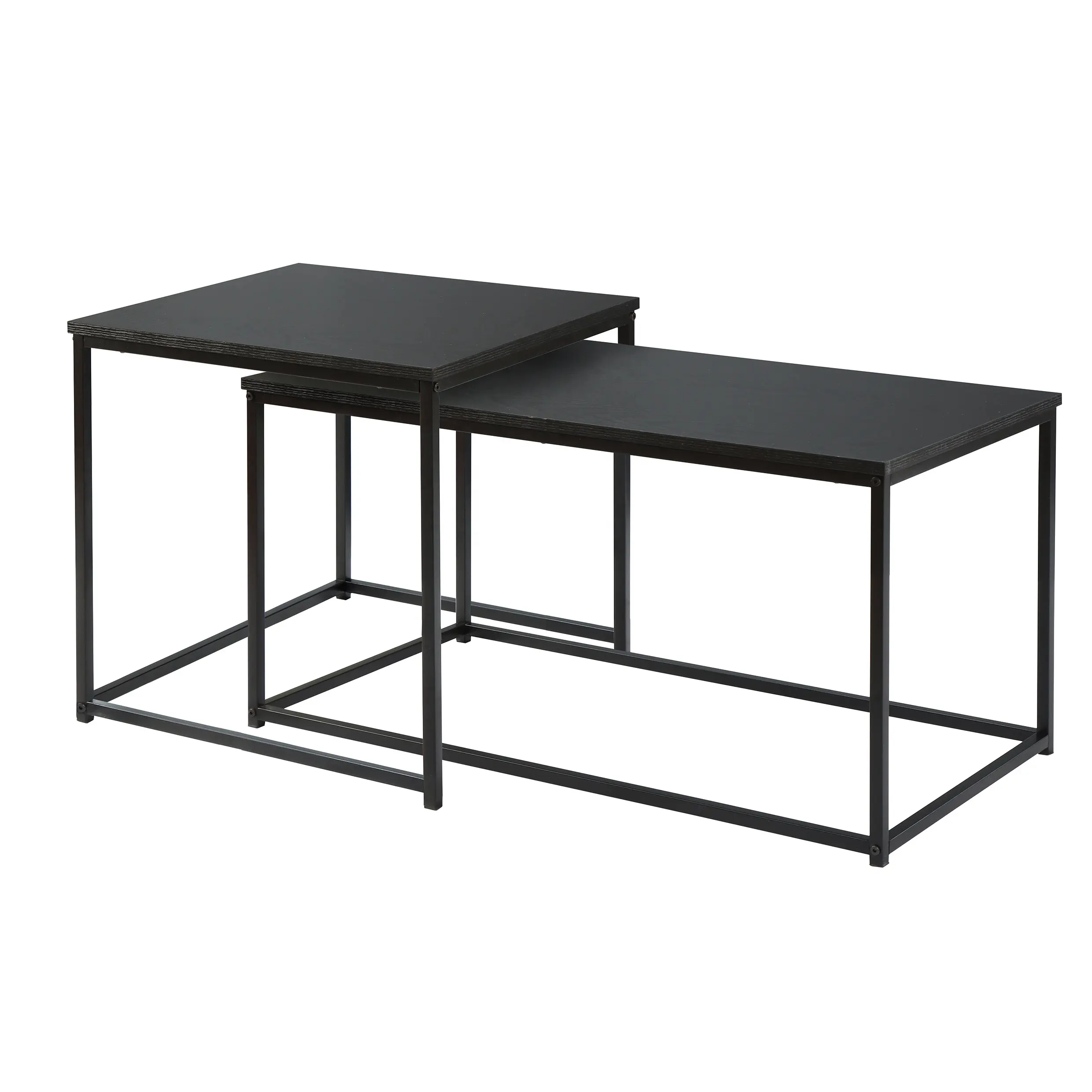 Table basse noire industrielle avec bois massif et métal artisanat meubles tables d'extérieur pour usage domestique ensemble deux tables basses