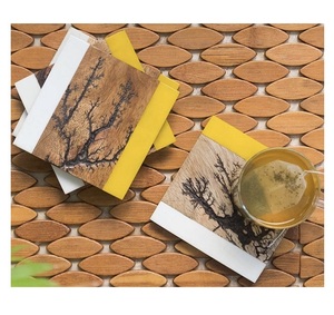 Juego de posavasos de té de madera de suministro de fábrica, 4 piezas, alfombrillas de mármol cuadradas clásicas, almohadillas para tazas de bebidas de La India por Artesanías de dirección - Product Image 6