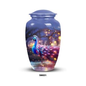 Urna Funeraria Grande de Aluminio con Forma de Pavo Real para Cenizas Humanas con Bolsa de Terciopelo Gratis - Product Image 4