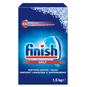 Sel pour lave-vaisselle Finish, 1,5 kg, essentiel pour adoucir l'eau dure et éliminer les dépôts minéraux - Product Image 1