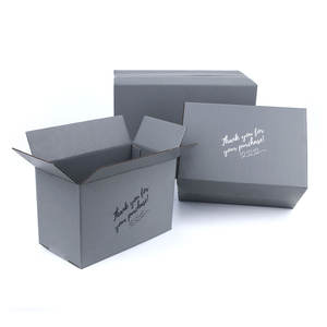 Boîte-cadeau grise Carton de stockage de transport d'emballage de papier ondulé à trois couches taille personnalisée et logo imprimé - Product Image 1