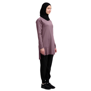Vêtements de sport modestes pour femmes musulmanes, vêtements de fitness actifs, fermeture éclair, polyester uni, vêtements de sport actifs, fournis par le fabricant - Product Image 4