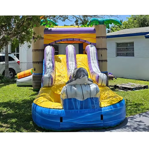 Eco Friendly PVC <b>Inflatable</b> Bouncer Palm Tree Bouncy Castle Water Slide Combo Commercial Outdoor Jumping <b>House</b> Kids - Product Image 2