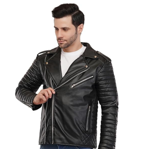 Blouson aviateur en cuir avec col en fourrure de mouton véritable marron hiver vestes en cuir grande taille pour hommes - Product Image 1
