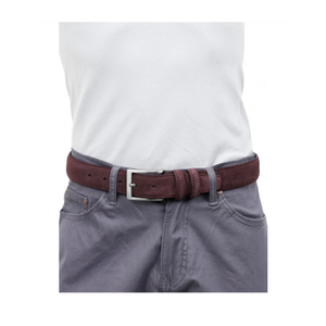 Hot Bán Ý Nghệ Nhân Chất Lượng Người Đàn Ông Của Vành Đai Thanh Lịch Bordeaux Da Lộn Bò Ẩn Da Chính Hãng - Product Image 2