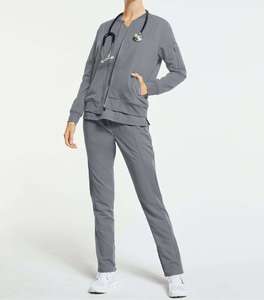 Venta caliente cremallera Scrub chaquetas Unisex uniforme enfermera Scrubs Top Scrub chaqueta con logotipo y colores personalizados - Product Image 2