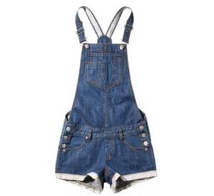 Peto corto vaquero de alta calidad para mujer, lavado ligero, desgastado, estilo Vintage sin esfuerzo, babero, botón general impreso a la moda - Product Image 3