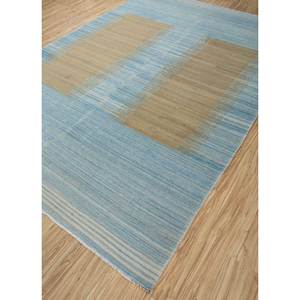 พรมขนสัตว์สีน้ำเงินแบบทอเรียบขนาดใหญ่ 9x12 ฟุต สำหรับทางเข้าบ้าน รูปทรงสี่เหลี่ยมผืนผ้า ลายแบบนามธรรม สำหรับตกแต่งบ้าน-Afdw-275(Bl) - Product Image 2