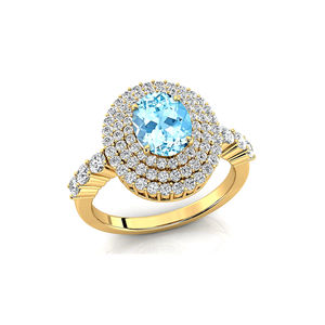 Piedra preciosa de corte ovalado de Aguamarina natural y diamantes blancos reales Joyas de oro sólido fino para ella OEM ODM Regalo del Día de San Valentín para mujeres - Product Image 6