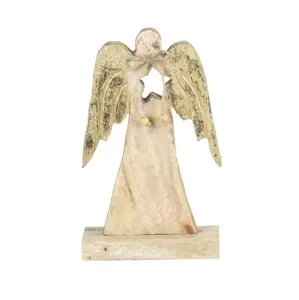 Rustic Wood Angel with Wings Decorative Home and Living Room Holiday or Christmas Decoration