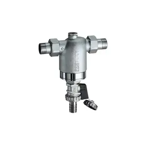 Filtre de système Far 3943 1 pouce en acier inoxydable chromé à haut débit avec raccords mâle-mâle et raccord pour manomètre - Product Image 1