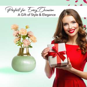 แจกันโลหะเคลือบเงาแบบโบราณพร้อมกระถางตกแต่งลายดอกไม้นูนสำหรับตกแต่งบ้านสมัยใหม่วางกลางโต๊ะ - Product Image 4