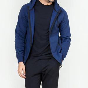 Ensemble de survêtement décontracté deux pièces à capuche zippé pour le sport et l'entraînement – Sweat-shirt et pantalon de survêtement à motif uni - Product Image 4