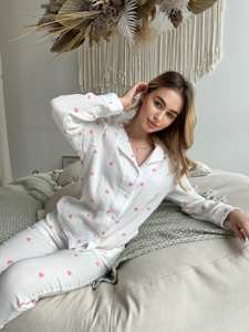 Conjunto de pijama supersuave de alta calidad al por mayor, conjunto de pijama para mujer, Conjunto de pijama de algodón estampado de manga larga de 2 piezas - Product Image 4