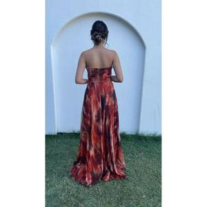 Abito da sera stampato in Chiffon con spalline drappeggiato a trapeazione da donna con stelle Jn1752 1752 - Product Image 2