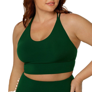 Ensembles de sport grande taille pour femmes soutien-gorge de sport à bretelles ensemble de pantalons de yoga taille haute avec logo personnalisé - Product Image 1