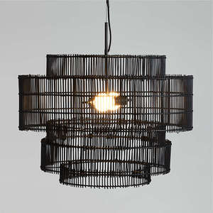 Tienphong hecho a mano, venta al por mayor, pantalla de lámpara colgante de ratán de mimbre grande al mediodía, pantalla de lámpara Retro tejida - Product Image 5