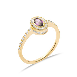 Diseño ovalado amatista CZ con lados de piedra anillo de racimo turco hecho a mano al por mayor 925 joyería de plata esterlina - Product Image 4