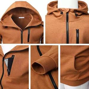 Nouveau Style hiver Zip hommes sweats à capuche couleur unie à manches longues haute qualité coton polaire mince Fitness broderie imprimé basiques - Product Image 4