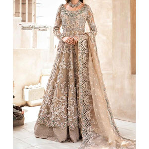 Nuevo estilo nupcial bordado manga larga Maxi vestido para mujer tela transpirable nueva moda personalizar vestido de novia - Product Image 2