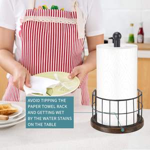 Portarrollos de Papel de Cocina de Sobremesa, Soporte para Rollo de Papel de Cocina para Baño, con Base de Madera Resistente - Product Image 6