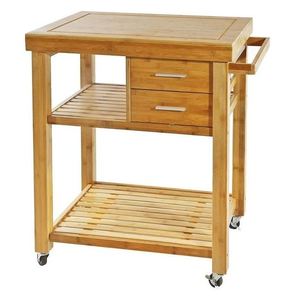 KIBamboo KIB002 Modern Design <b>Oak</b> Mobile Kitchen Shelf with Wheels 80x50x90cm - Product Image 5