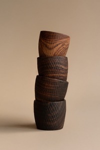 Juego de cuencos de madera rústicos hechos a mano con patrón natural texturizado Ideal para servir o decorar el hogar - Product Image 3