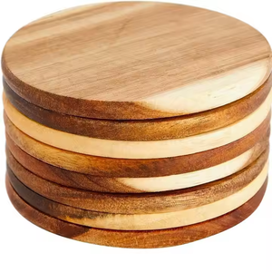 Styles Wooden <b>Coasters</b> <b>Black</b> Walnut Beech Cork Coffee Tea Cup Mats by crescent crafts - Product Image 4
