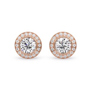 Pendientes Halo con Corte Redondo y Diamantes Cultivados en Laboratorio de 0.60 Ct en Platino para Ocasiones Especiales y Fiestas - Product Image 2