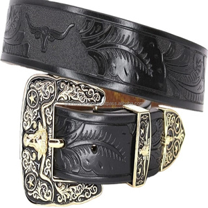 Cinturón de vaquero vintage con logotipo en relieve de alta calidad de cuero de vaca personalizado occidental, gran oferta, cinturón de herramientas de cuero occidental - Product Image 1