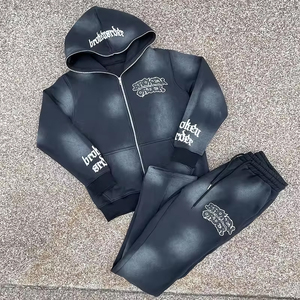 Ensembles de survêtements deux pièces de qualité supérieure 100% coton tissu Style personnalisé Logo pierre du Rhin avec survêtements lavés à l'acide pour unisexe - Product Image 6