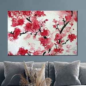 Impression sur toile de fleurs de cerisier : Décoration murale florale Sakura, 1P : Prêt à accrocher - Product Image 1