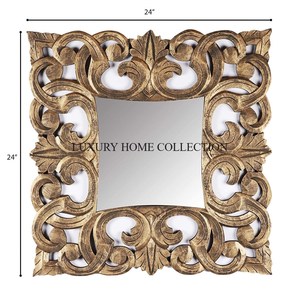 Cadre de miroir mural au design artistique en métal antique avec détails complexes gravés à la main pour une pièce de décoration intérieure sophistiquée - Product Image 3