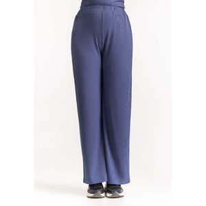 Pantalon large côtelé taille haute coupe droite respirant WM-TRKN-WS24-102, coupe évasée, taille élastique, teint uni, effet froissé - Product Image 1