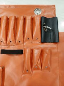 Delantal de herramientas aéreas de servicio pesado de fábrica OEM personalizado, organizador de ganchos de cubo, delantal de herramientas de liniero magnético con 13 bolsillos - Product Image 5