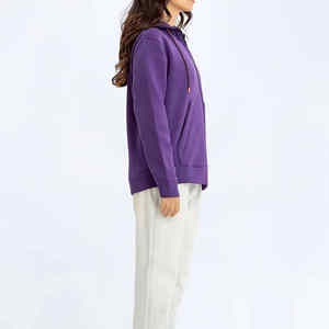 Top corto para mujer, sudadera con cremallera completa, Color sólido, gimnasio, cremallera, Sudadera con capucha, logotipo frontal de punto, ropa deportiva de invierno - Product Image 3