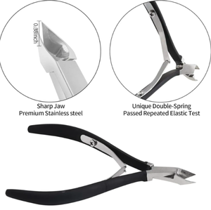 ANAAIF-Alicates para cutículas de uñas, removedor de piel muerta duradero, pinzas recortadoras, pinzas negras para cutículas de manicura con empujador de cutículas, D501 - Product Image 4