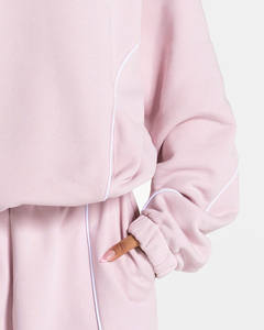 High Demand Custom Oversized <b>Light</b> Pink Hoodie With Piping Two Piece Women's Tracksuits Breathable Activewear Women Sweat Suits - Product Image 5