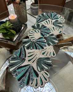 Chemin de table en perles fait à la main, décoration de table pour dîner, fête festive, nappe de table - Product Image 3