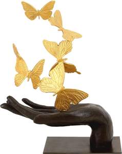 Antique Design <b>Butterfly</b> on Hand Aluminum <b>Table</b> Decor Sculpture Bronze Gold Finished Home Interior Design Decorative Gift Item - Product Image 1