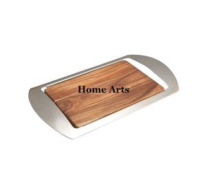 Bandeja para servir dulces de madera con asas de aluminio Bandeja para servir de forma rectangular hecha a mano al precio más barato - Product Image 6