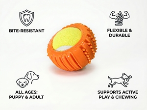 Ledu Dual Ball Surprise – Jouet pour chien en caoutchouc durable avec balle de tennis intégrée - Product Image 5