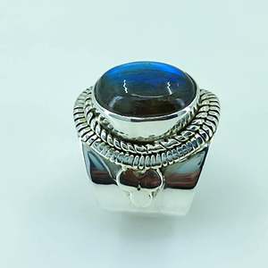 Boho Chic <b>Labradorite</b> Oval <b>Ring</b> 925 Sterling Silver Handmade Perfect Gift for Her Birthday Geometric November Birthstone Jewelry - Product Image 5